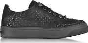  Ace Black Star Perforated Dry Suede Low Top Sneaker