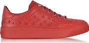  Ace Sport Deep Red Leather Low Top Sneakers Wmixed Stars