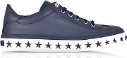  Ace Sport Official Navy Leather Low Top Sneakers Wstar Studded Sole
