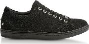Cash Black Soft Glitter Suede Low Top Trainers