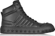  Cassius Black Leather High Top Sneakers Wstars