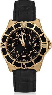  Leo 18k Gold And Crocodile Leather Automatic Watch