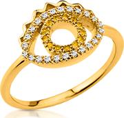 Kenzo Rings, Goldtone Mini Eye Ring Wcrystals 