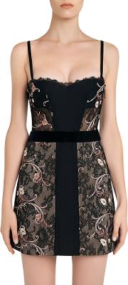  Hampton Court Black Silk Georgette And Embroidered Leavers Lace Corset Dress 