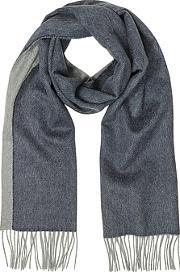 Blue And Gray Reversible Pure Cashmere Men's Scarf