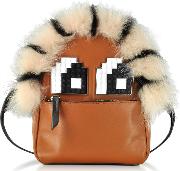 Les Petits Joueurs Handbags, Brown Leather And Fur Baby Mick Napoleon Backpack 
