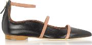  Robyn Flat Black And Nude Nappa Leather Ballerinas