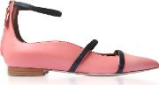  Robyn Rose And Midnight Blue Nappa Leather Flat Ballerinas