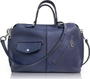  Midnight Blue Leather The Edge Satchel Bag