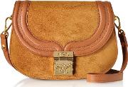 Trisha Cognac Suede And Leather Small Shoulder Bag