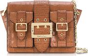 Hayden Medium Crocodile Embossed Leather Messenger Bag