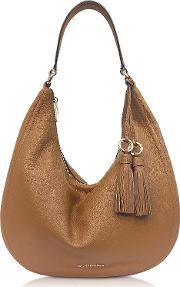  Lydia Acorn Pebbled Leather Hobo Bag