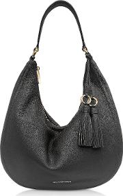  Lydia Black Pebbled Leather Hobo Bag