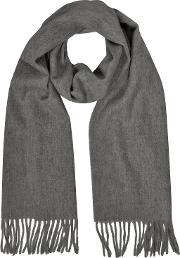  Cashmere And Wool Dark Gray Fringed Long Scarf