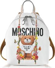  Teddy Bear White Eco Leather Backpack