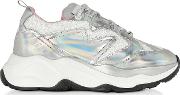 Silver & Pink Attack Sneakers