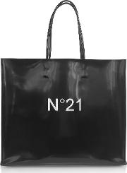 Black Patent Eco Leather Large Tote Bag