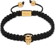 Atticus Skull Macrame Bracelet In  And Yellow Gold