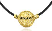 Arianna 18k Yellow Gold Wire Pendant Rubber Necklace
