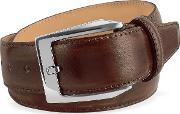 Men S Coffee Brown Hand Painted Italian Leather Belt