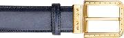 Men's Stone Italian Leather Belt W Gold Buckle