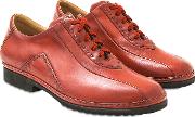 Red Italian Hand Made Calf Leather Lace Up Shoes