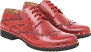 Red Italian Handmade Leather Lace Up Casual Shoes
