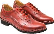 Red Italian Handmade Leather Lace Up Shoes