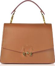  Pecan Brown Leather Arianna Top Handle Satchel Bag