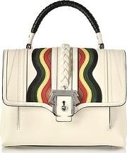  Petite Faye White Leather Satchel Bag
