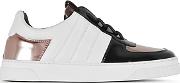  Black White And Rose Gold Laminated Leather Sneakers