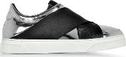 Proenza Schouler Shoes, Black And Silver Mirror Leather Slip On Sneakers 