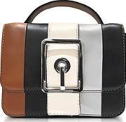  Almond And Black Leather Small Hook Up Top Handle Crossbody Bag