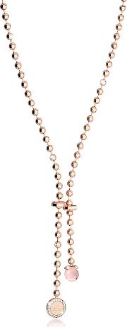Boulevard Stone Rose Gold Over Bronze Necklace Whydrothermal Pink Stone And Pendant Charm 