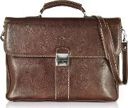  Dark Brown Double Gusset Leather Briefcase