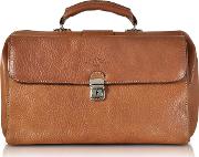 Brown Medium Genuine Italian Leather Doctor Bag 