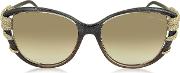 Roberto Cavalli Sunglasses, Sterope 972s Acetate And Crystals Cat Eye Women's Sunglasses 