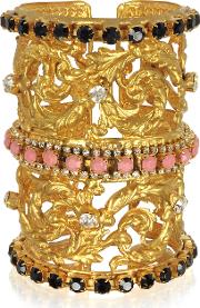  Golden Brass Corinthian Column Cuff Bracelet