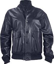 . - Men's Dark Blue Italian Nappa Leather Two-pocket Jacket