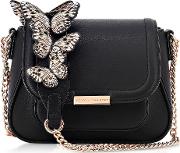 Mini Eloise Butterfly Black & Nude Leather Shoulder Bag