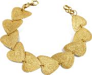 Stefano Patriarchi Bracelets, Etched Golden Silver Heart Link Bracelet 