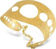 Golden Silver Etched Cut Out Cuff Bracelet 