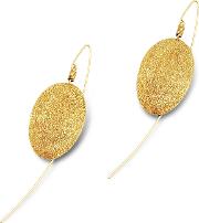 Golden Silver Etched Oval Drop Earrings 