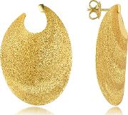 Stefano Patriarchi Earrings, Golden Silver Etched Oval Shield Drop Earrings 