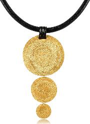 Stefano Patriarchi Necklaces, Golden Silver Etched Triple Round Pendant Wleather Lace 