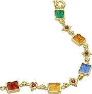 Classics Collection 18k Gold And Ruby Link Bracelet 