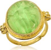 Tagliamonte Cameo, Three Graces 18k Gold Green Mother Of Pearl Cameo Ring 