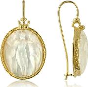  Three Graces - 18k Gold Mother Of Pearl Cameo Earrings