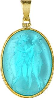  Three Graces - 18k Gold Mother Of Pearl Cameo Pendant