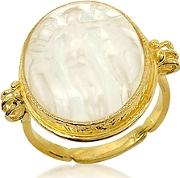  Three Graces - 18k Gold White Mother Of Pearl Cameo Ring